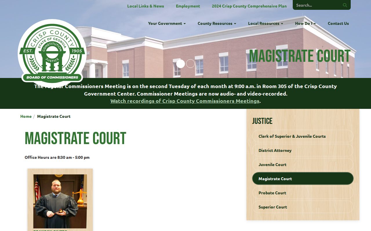 Crisp County warrant check Magistrate Court contact