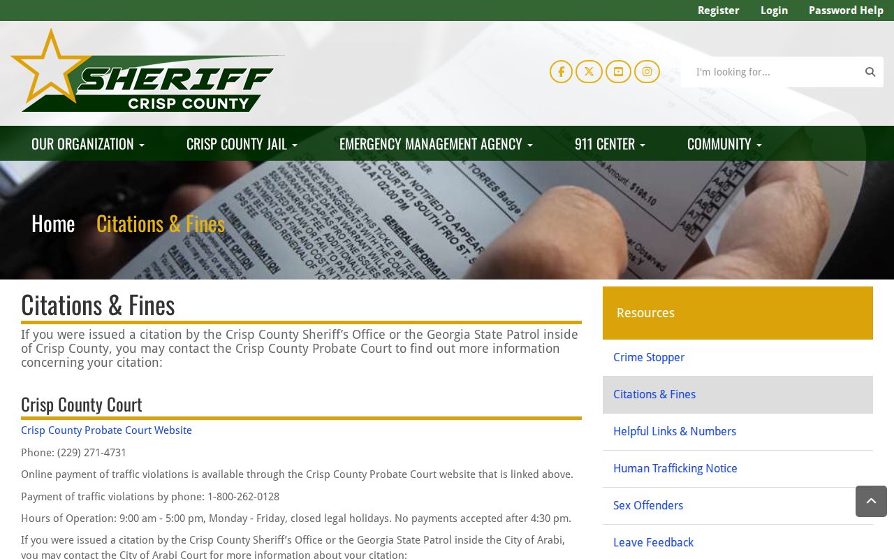 Crisp County warrant check citation routing source
