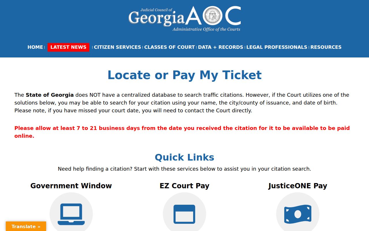 Crisp County traffic warrant Georgia Courts notice