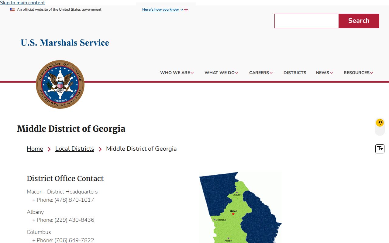U.S. Marshals Middle District fugitive task force information